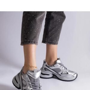 Srebrne sneakersy na masywnej podeszwie Adoma - Solea